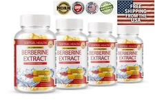 4 Packs Berberine 1200mg High Abosorption For Blood Sugar Immune 3 Months Supply