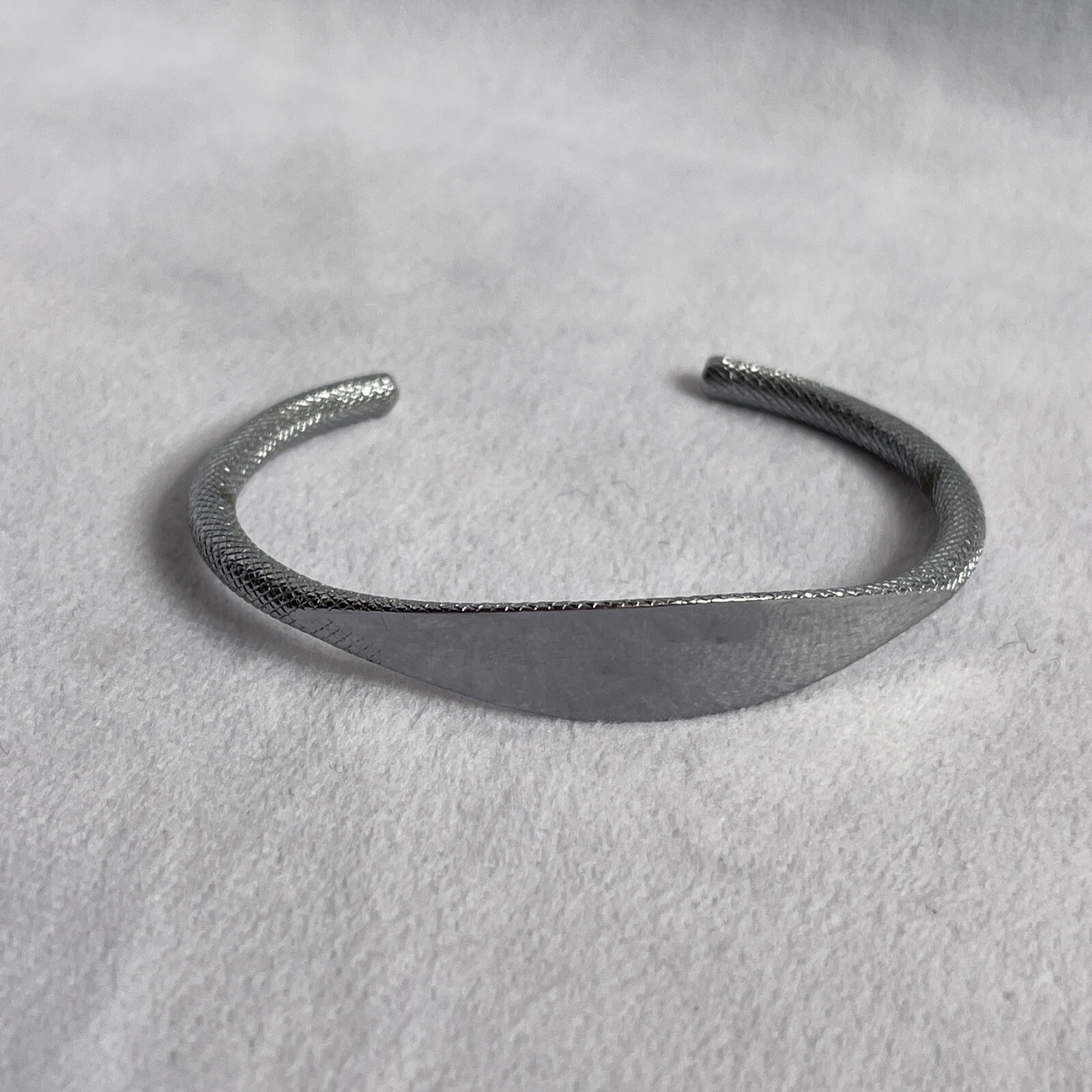 Silver Tone ID Cuff Snake Scale Pattern Bracelet … - image 1