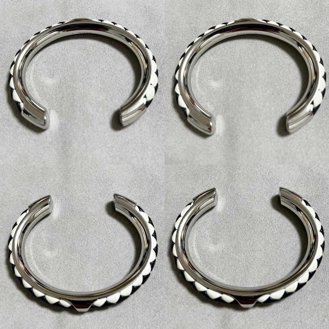 Hermes Kyoto Tresse Bangle Black White Pre owned 4.9 in Wrist Size thumbnail 7