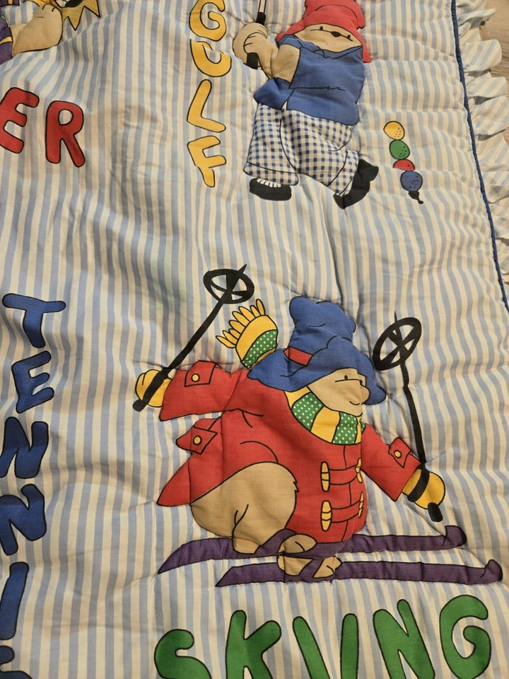 Manta acolchada vintage 1991 Paddington Bear por NOJO cuna ropa de cama 45"x36" Foto 3 de 4