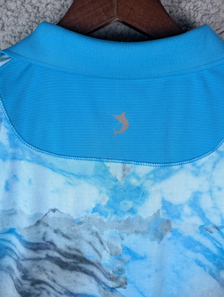 Reel Legends Shirt Mens Large Blue Gray Reel-Tec Performance Polo Fishing Golf - Image 4 of 4