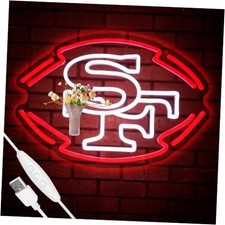Football Team Neon Sign, Cool Dimmable Light Up Football Team Logo Hanging USB 