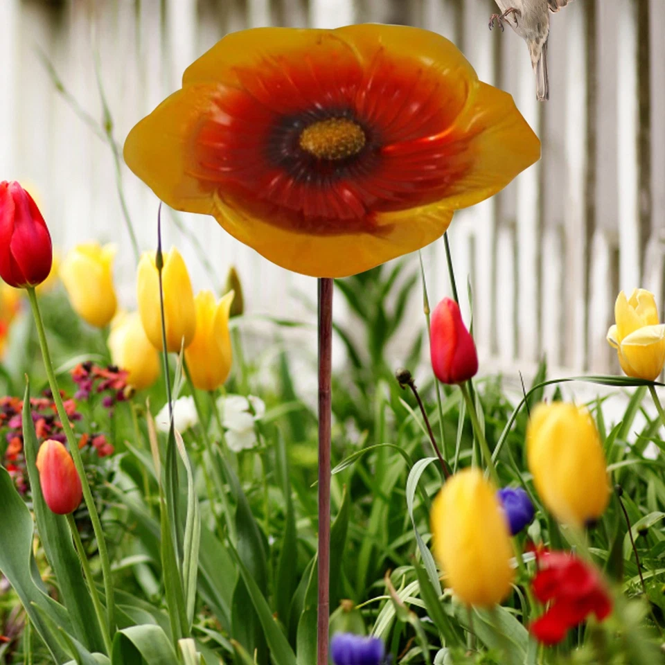 Flower Shape Wild Bird Feeder Stake Birdseed Holder, Bird Bath Garden Stake  - Image 3 of 4