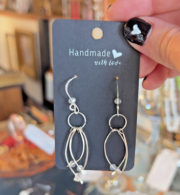Artisan Made Hand Crafted Sterling Silver Dangle Drop Earrings Modernist OOAK