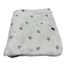 Aden Anais Gray Tan Polka Dot Muslin Swaddle Baby Blanket 100 Cotton