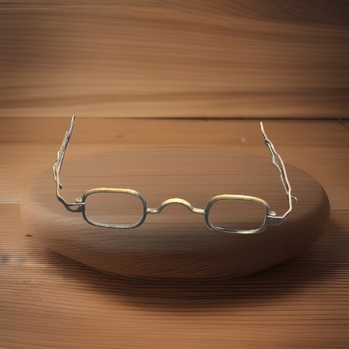 Antique 1800s Spectacles Eyeglasses Rectangular Sliding Loop Temple Frames