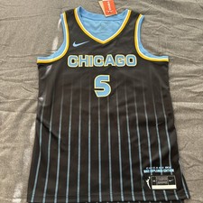 NWT Angel Reese Chicago Sky #5 Nike Black Pinstripe Explorer WNBA Jersey Women M
