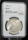 1896 $1 Morgan Silver Dollar NGC MS 64 Graded U.S. Mint Coin