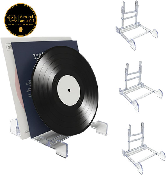 4Er Set SchallplattenstäNder FüR Vinyl Cds Fotos BüCher Flexibel Transparent-image