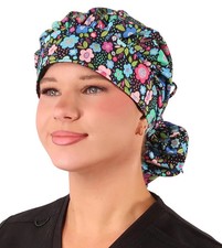 Banded Bouffant Ponytail Scrub Cap - Precious Posies