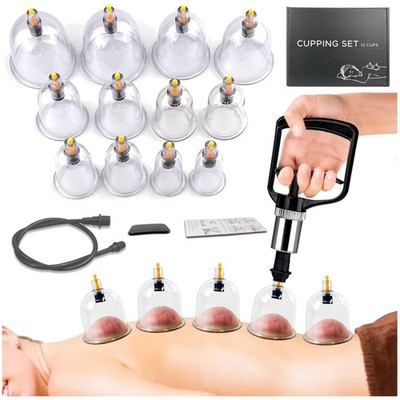 Anti-Crack Cupping Kit - 12 Massage Cups for Muscle Relief