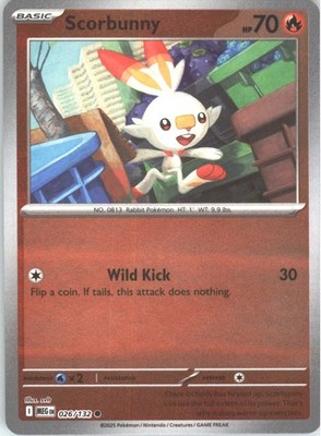 Scorbunny -  ME01: Mega Evolution 026/132 Fire LP Pokemon Reverse Holo