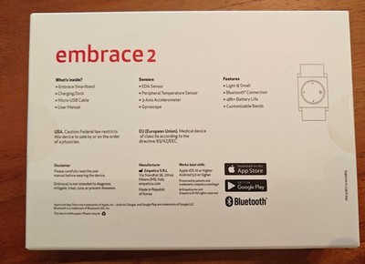 Empatica Embrace 2 Seizure Detection Smartband - New Sealed + Accessory Band