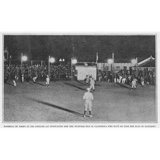 BASEBALL by Night at Los Angeles - Antique Print 1925