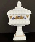 Vintage Westmoreland square milk glass lidded compote no cracks 8 in