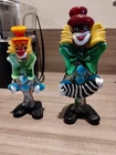 2 Murano Art Glass Clown Figurines Vintage Circus Hand Blown 8" Venitian Jester