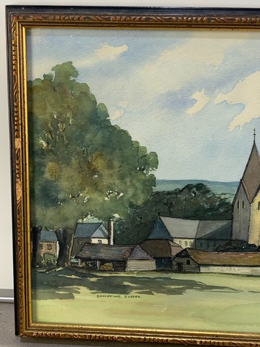 Framed watercolor painting by Allan Shepherd "Sompting Sussex" 1972 - Picture 2 of 4