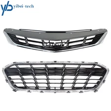 Front Upper+Lower Grill Grill W/Chrome Trim For Chevy Cruze LT Premier 2016-2019