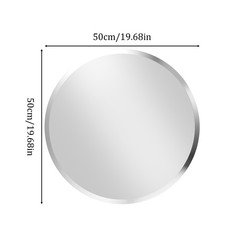 Image of Sleek Polished Round Beveled Wall Vanity Mirror Anti-Rust Hanging Hallway & Home