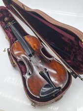 Antique Hand Carved Lion Head 4/4 Violin W/ Gator Skin HSC & Accs, Unbranded