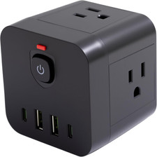 Multi Plug Outlet Extender, 4 AC Outlets and 4 USB Ports, Wall Charger for Home,