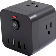 Multi Plug Outlet Extender, 4 AC Outlets and 4 USB Ports, Wall Charger for Home,
