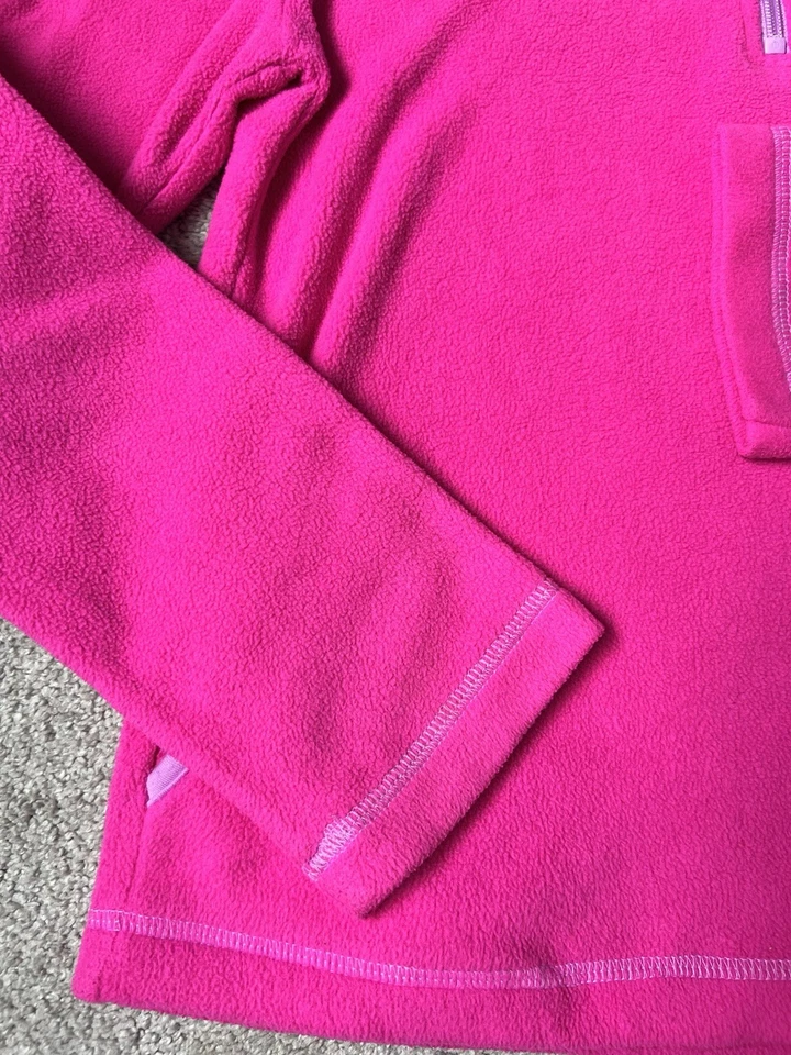 Faded Glory Girls Sweatshirt Fleece L(10/12) Pink 1/4 Zip Pockets Long Sleeve - Image 3 of 4