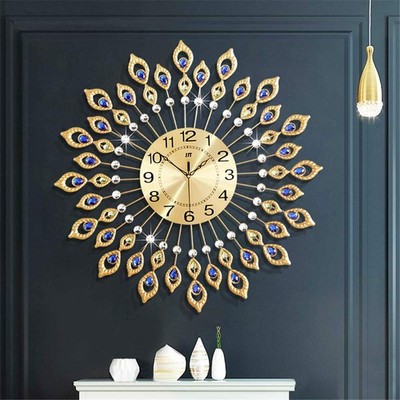 Large Modern Wall Clock for Living Room Decor, 24 Inch Big Decorative Crystal...