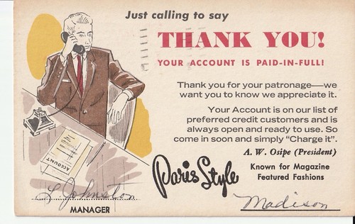 1969 Meter US Porto mit Vintage Werbung für "Paris Style" Mode - Bild 1 von 2