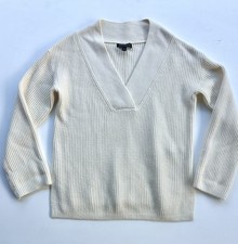 Banana Republic Italian Wool-Cashmere Blend Tunic Sweater Cream White, V-neck, S
