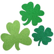 Mini Shamrock Glitter Cutouts 6 Pack Assorted Sparkling Decorations for St...