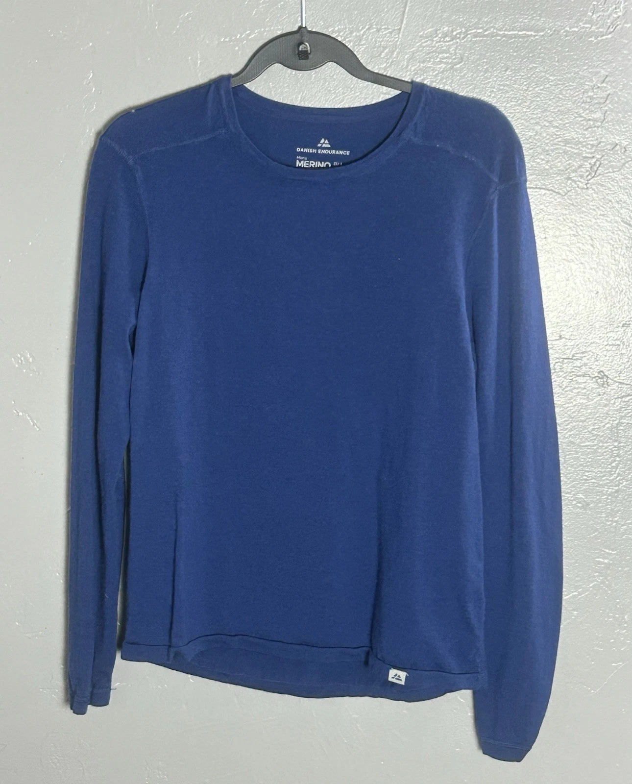 Danish Endurance men's Merino wool long-sleeve base layer top Size M Blue Gorp