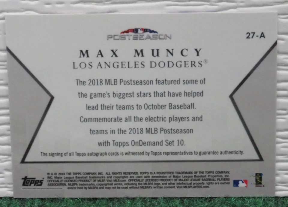MAX MUNCY - 2018 Topps OnDemand Set #10 Postseason - #27-A - Auto - Dodgers - Image 3 of 4