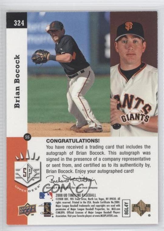 2008 Upper Deck Timeline Auto 64/93 Brian Bocock #324 Rookie Auto RC 2u3