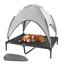 Elevated Outdoor Dog Bed w/ Canopy, Raised Cot Shade, Waterproof