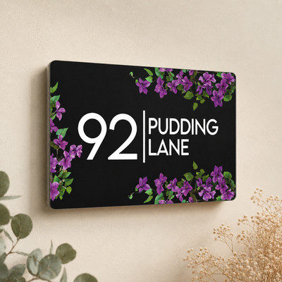 Floral Haus Adresse Plakette personalisiert modern schwebend Aluminium individuelles Schild