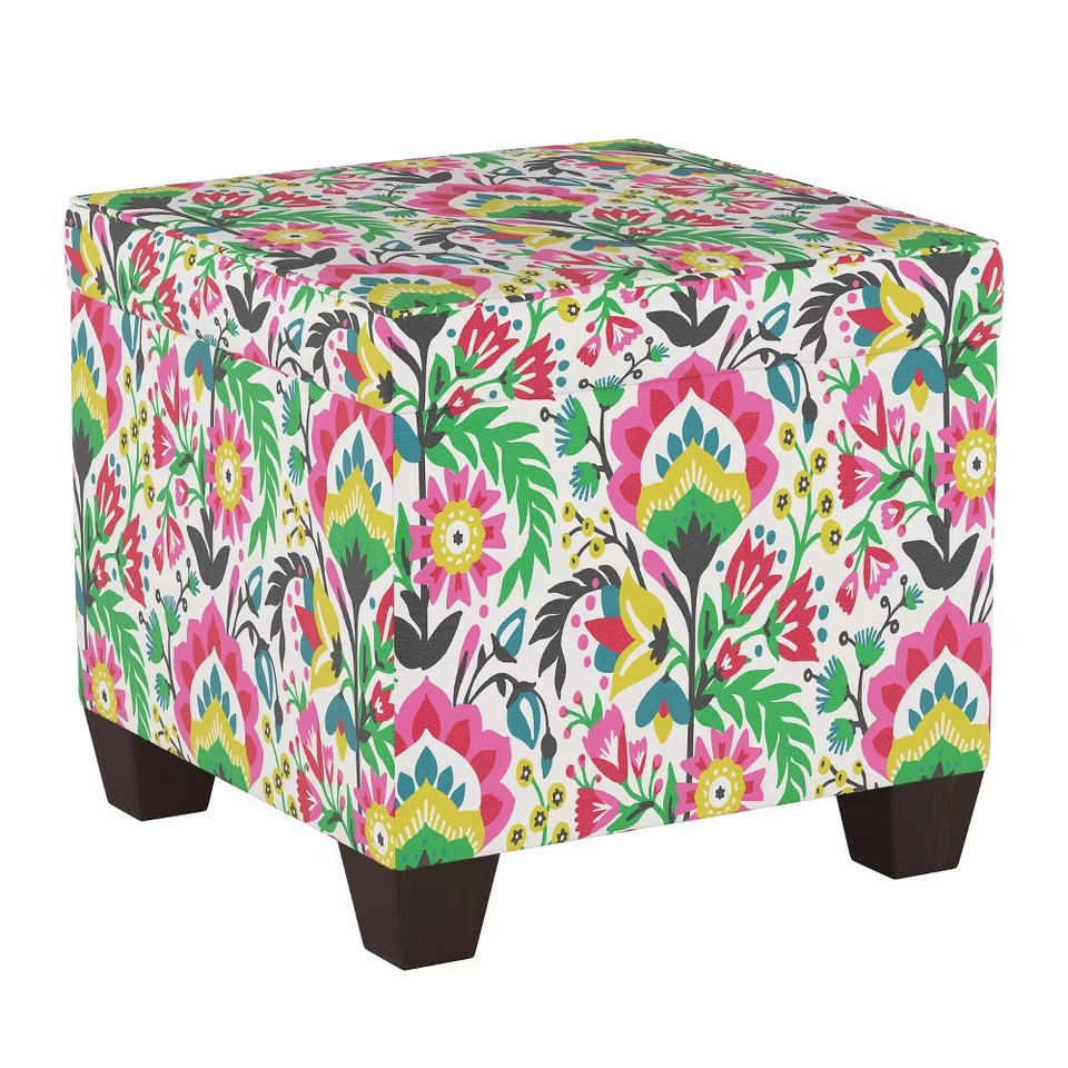 Skyline Furniture Pattern Fairland Square Storage Ottoman Bright Floral: Linen - Изображение 2 из 4
