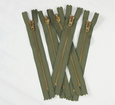 Lot of 5 YKK Gov't Surplus Vintage. 7" Closed-end Metal #45 Zipper 1970s USA