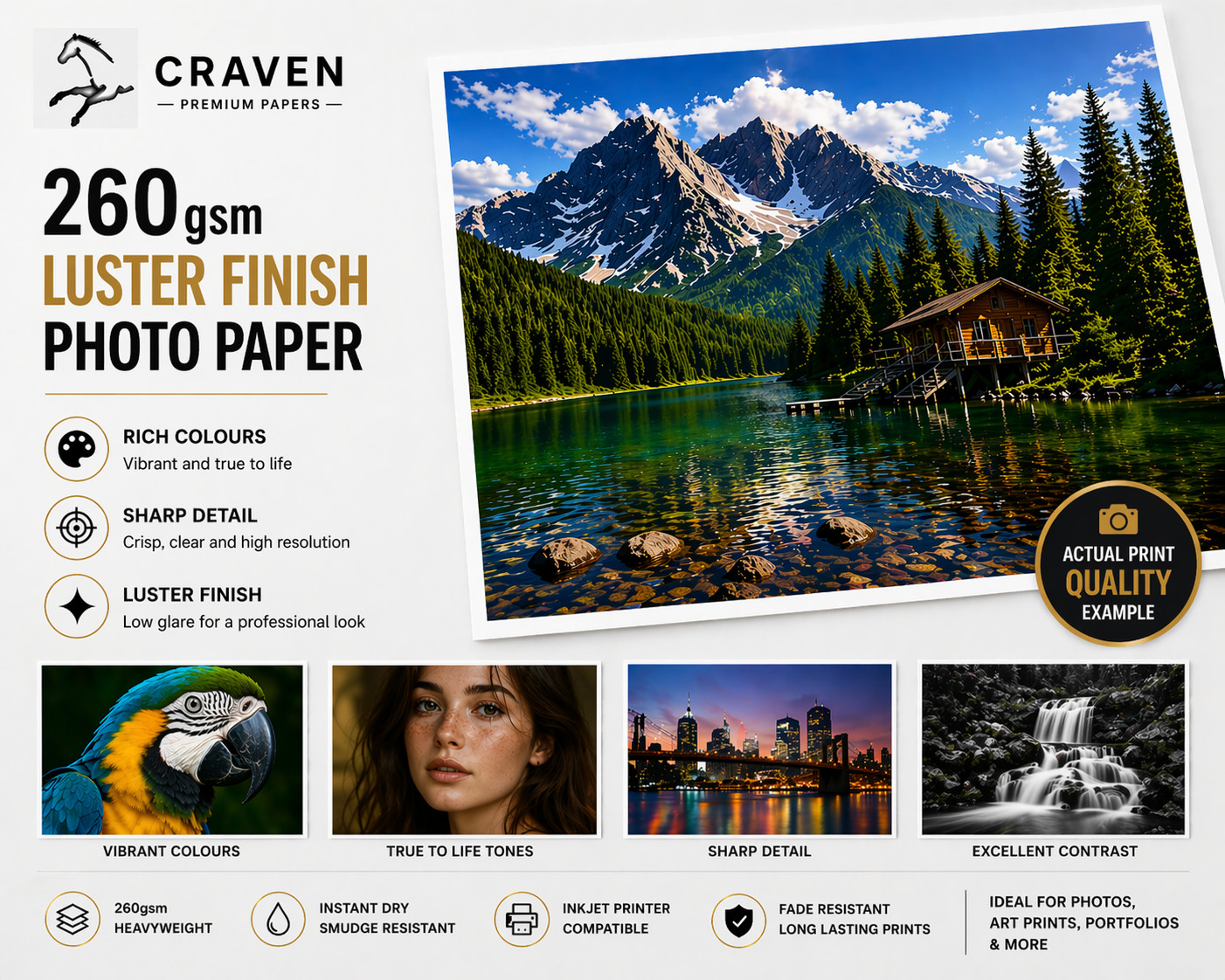 Carta fotografica lucida A2 260 gsm per stampante foto 3