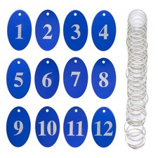 Aluminum Alloy Oval Number Tag Key Tag with Key Rings for Organization Labels