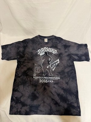 Natsuko Tora XXL Tie-Dye Silhouette T-shirt Women's Pro Wrestling Black Gray