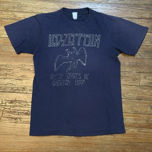 70s Led Zeppelin Shirt Size Small Band Tour Roc 1970s vintage concert t-shirt, vintage, size S, single stitch, B+ condition