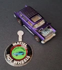 Great! Vintage 1970 Hot Wheels "Classic Nomad" Purple & Metal Collectors Button!
