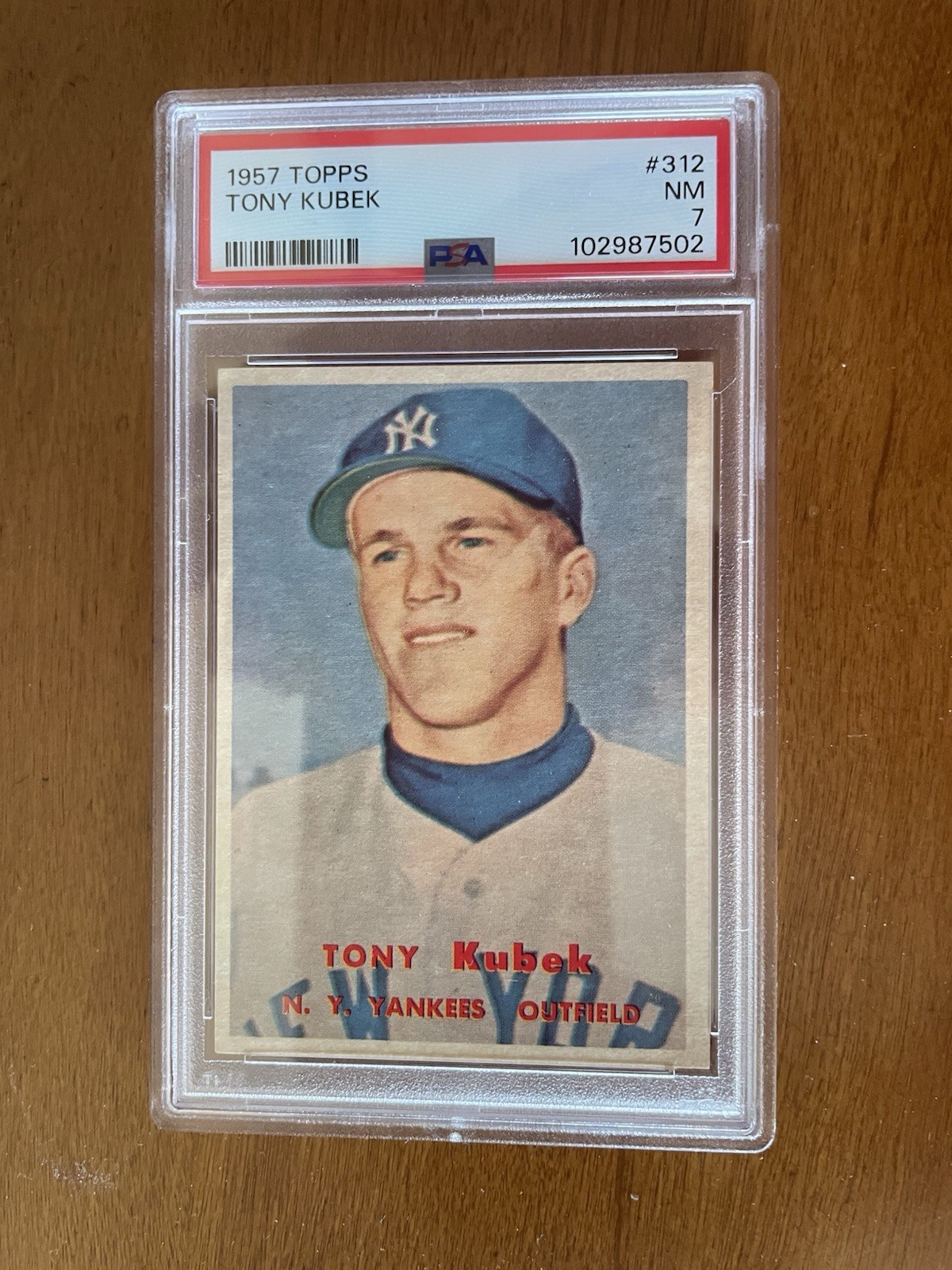 1957 TOPPS TONY KUBEK ROOKIE #312 PSA 7