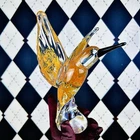 Hummingbird Art Glass Sculpture Vintage Hand Blown Murano Style Bird Figurine