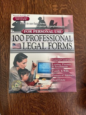 100 Professional Legal Forms Vintage Software Windows CD-ROM