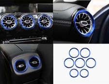 7PCS For Mercedes-Benz A-Class 2019-2022 Blue Air Vent Outer Ring Cover Trim