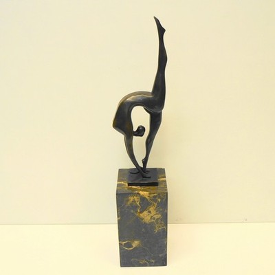 Statue Tanzerin Sexy Pin-up Modern Style Massive Bronze Unterzeichnet