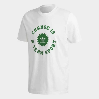 Adidas Originals T-Shirt Homme Trèfle Cercle Blanc Vert Logo GP4309 - Photo 1/4