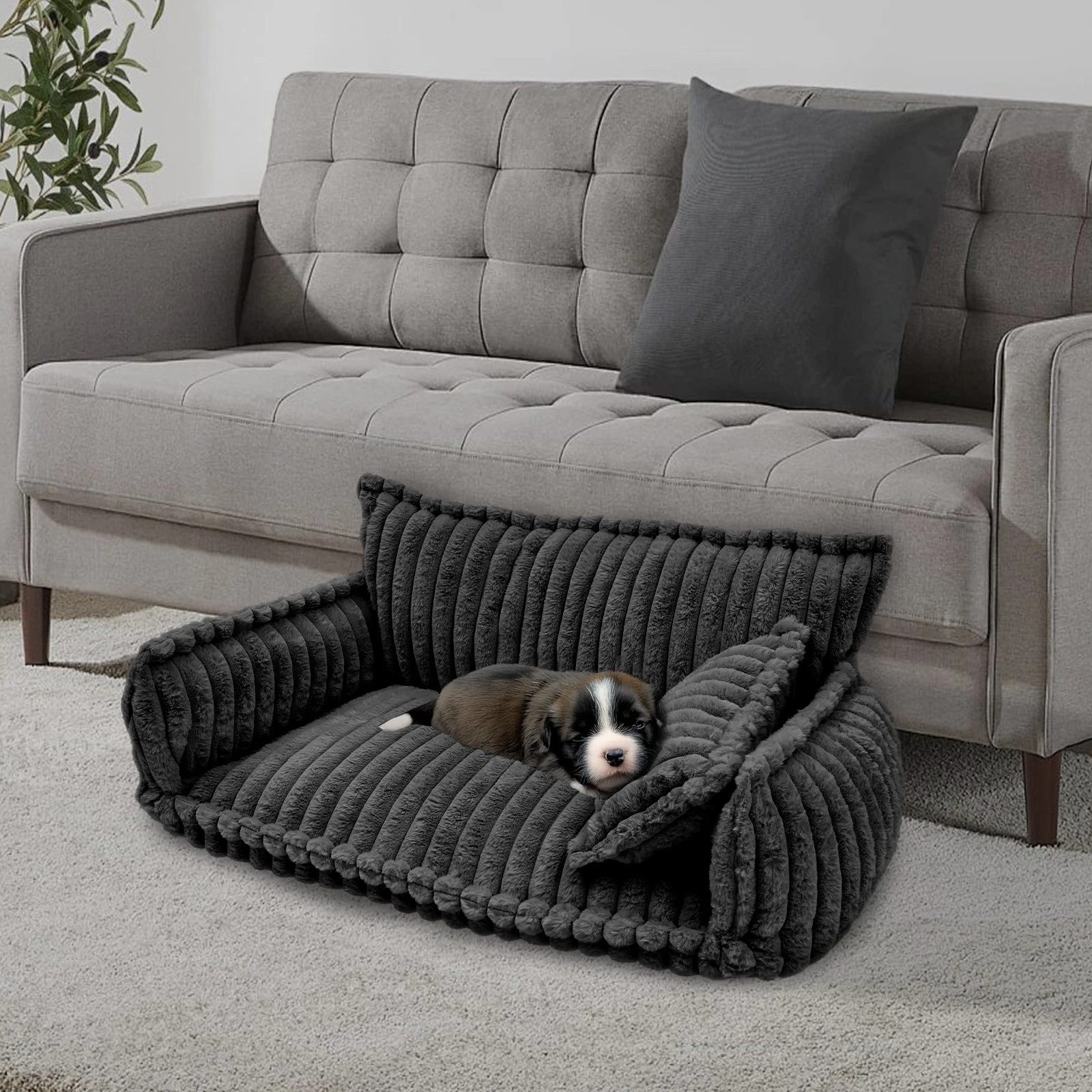 Pet Couch Bed Calming Couch W/ Removable Washable Cover for Pets 100*67*40cm